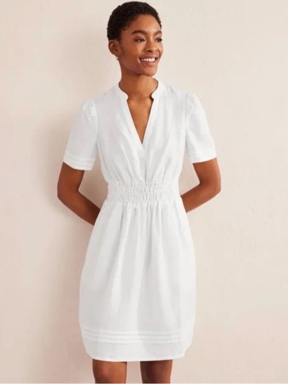 Boden Linen Pintuck Detail Mini Dress (US 10R)